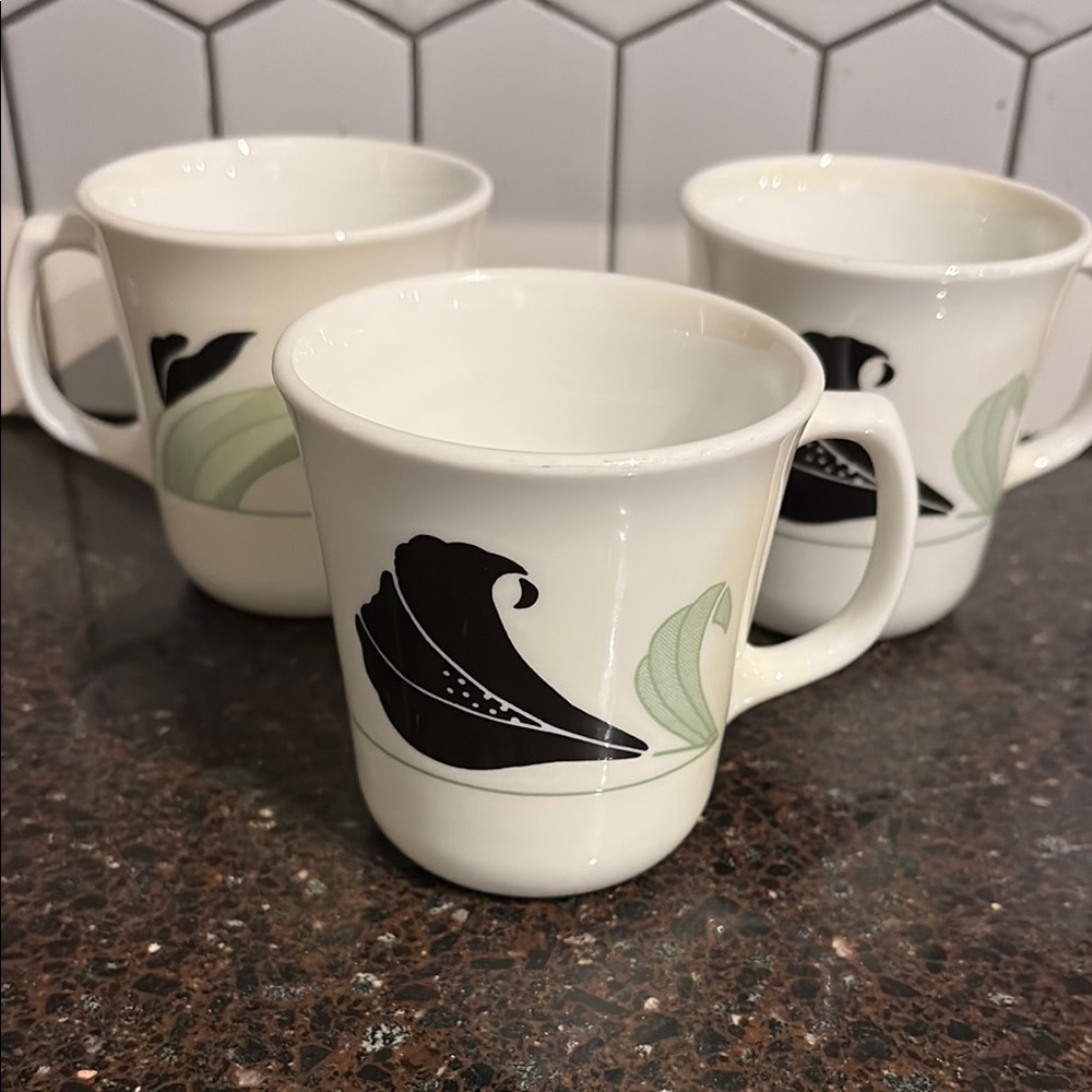 Vintage Corning Ware Corelle BLACK ORCHID Mug Cup Set Of 3
